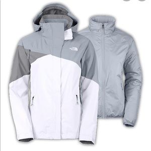 The North Face HyVent CINNABAR TRICLIMATE® JACKET Jacket White Gray Large 2 in 1